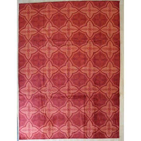 Red Trasitional Turkish Knot Rug, 10' x 13'8 - 10' x 13'8