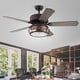 preview thumbnail 2 of 4, Carbon Loft Kjirsten Rustic Bronze 52-inch 5-blade Lighted Ceiling Fan with Caged Drum Shade (Includes Remote)