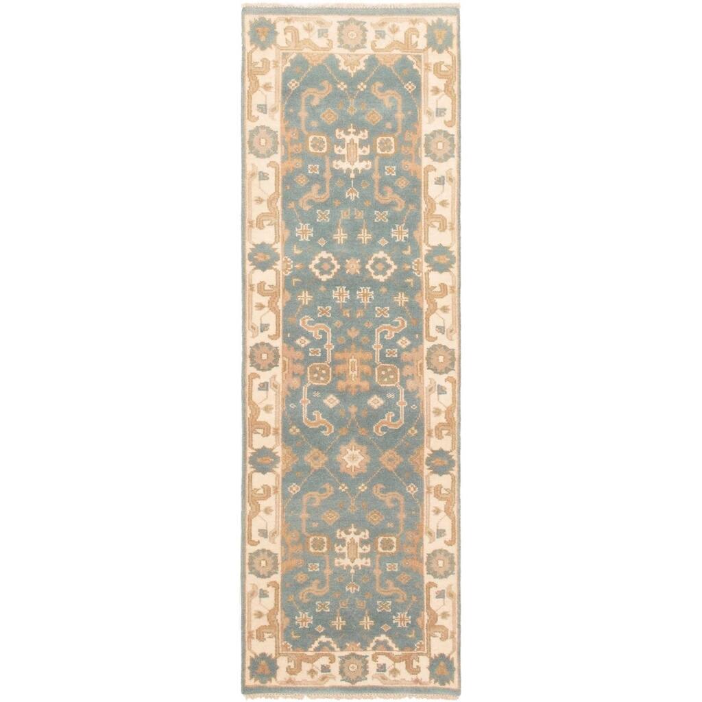 Hand-knotted Royal Ushak Denim Blue Wool Rug - 2'6 x 7'10