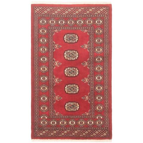 Hand-knotted Finest Peshawar Bokhara Red Wool Rug