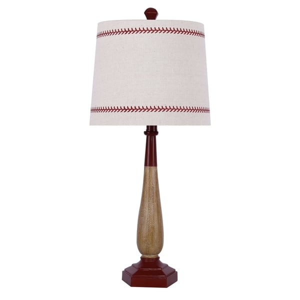 slide 2 of 5, 25.5" Aged & Matte Vintage Red Finish Baseball Bat Table Lamp