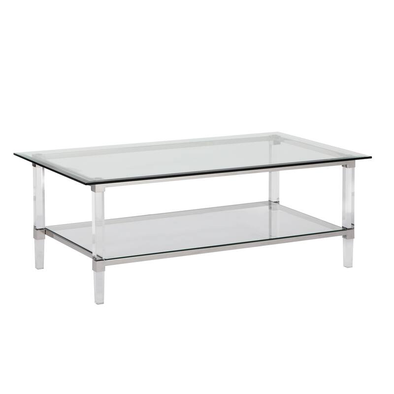 Best Quality Furniture Coffee, End, and Console Tables with Clear Glass Top and Acrylic Legs