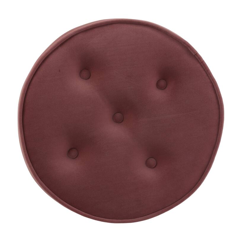 Cortesi Home Rosa Round Ottoman, Blush Pink Velvet with Brushed Gold Stainless Steel