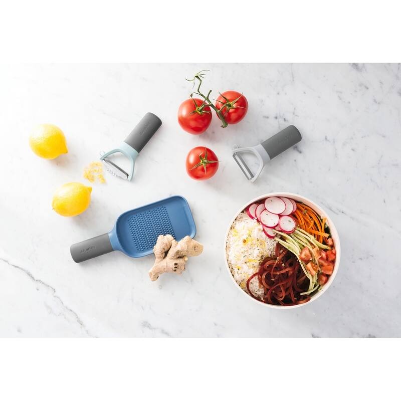 Leo 3pc Tool Set Peeler, Zester and Grater, Gray & Green Bed Bath