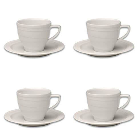 Essentials Set of 4 6oz Porcelain Coffee Cup & Saucer - Hotel