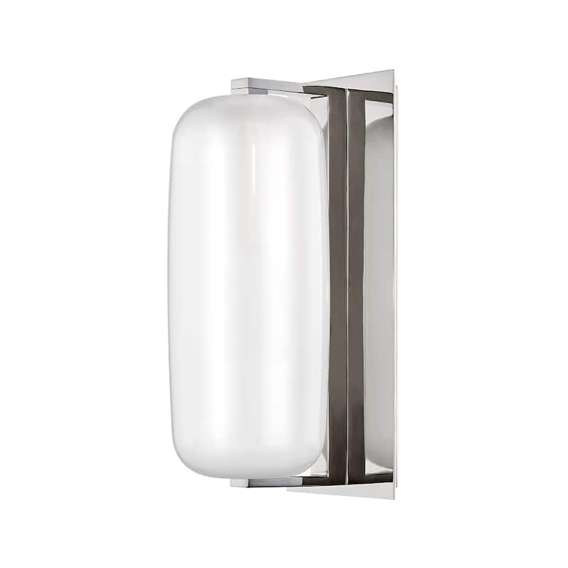 Pebble 1-light Polished Nickel Wall Sconce, Clear Outside and Etched Inside Glass