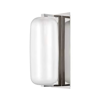 Pebble 1-light Polished Nickel Wall Sconce, Clear Outside and Etched Inside Glass