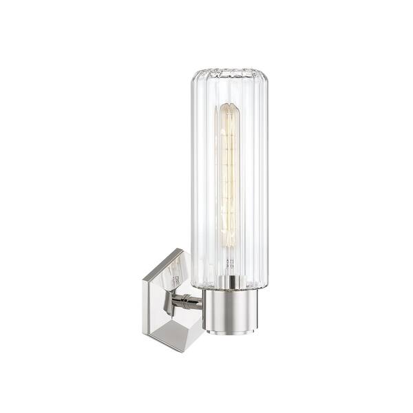 slide 1 of 1, Roebling 1-light Polished Nickel Wall Sconce, Clear Glass
