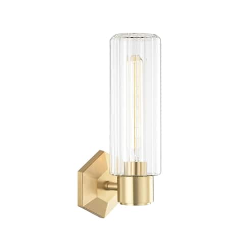 Roebling 1-light Aged Brass Wall Sconce, Clear Glass