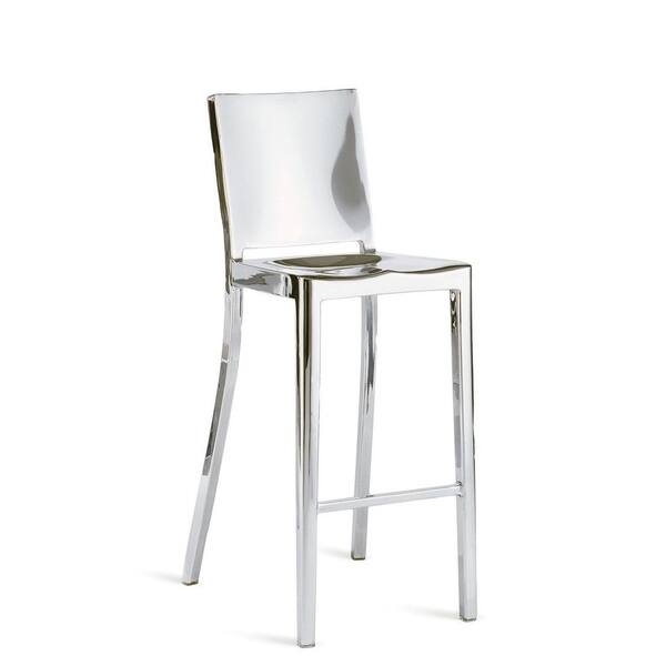 Bronx Stool, available in counter and bar height, made of stainless