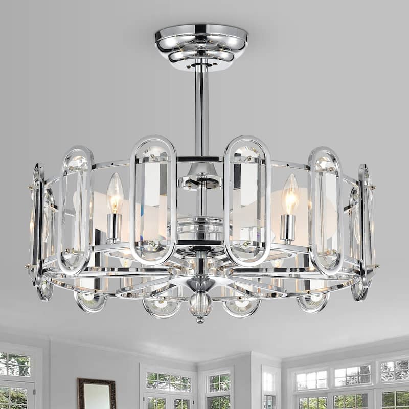 Silver Orchid Harlow Chrome 26-inch 3 Blade Ceiling Fan Chandelier