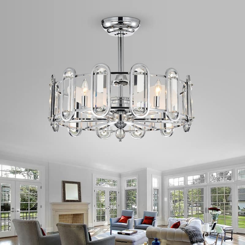 Silver Orchid Harlow Chrome 26-inch 3 Blade Ceiling Fan Chandelier