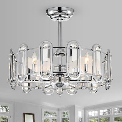 Silver Orchid Harlow Chrome 26-inch 3 Blade Ceiling Fan Chandelier