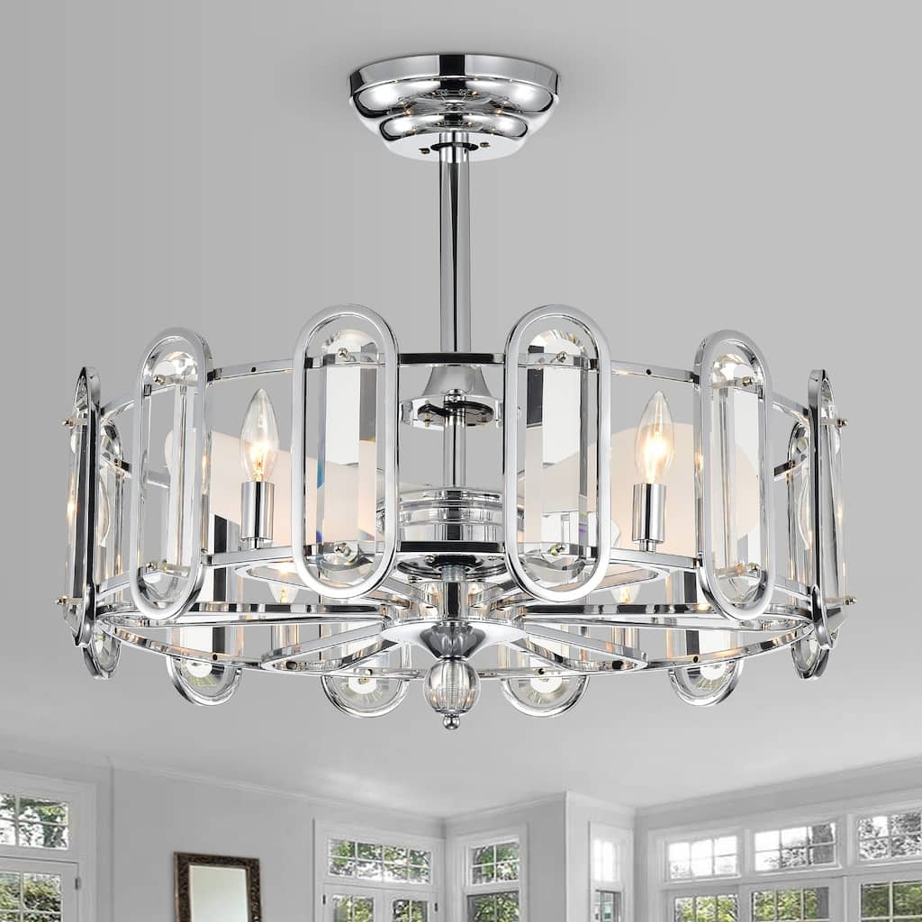 Silver Orchid Harlow Chrome 26-inch 3 Blade Ceiling Fan Chandelier