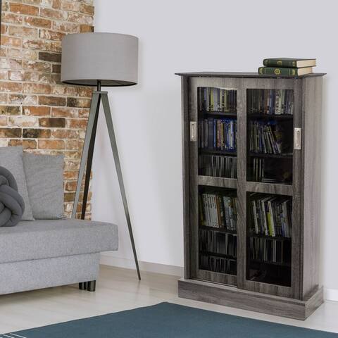 Atlantic Driffield Charcoal Gray Adjustable Media Cabinet