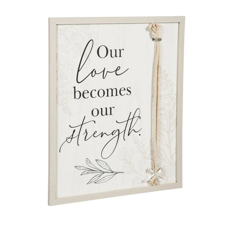 20-inch x 24-inch Love Becomes Our Strength Wood Wall Décor with Rope Accent