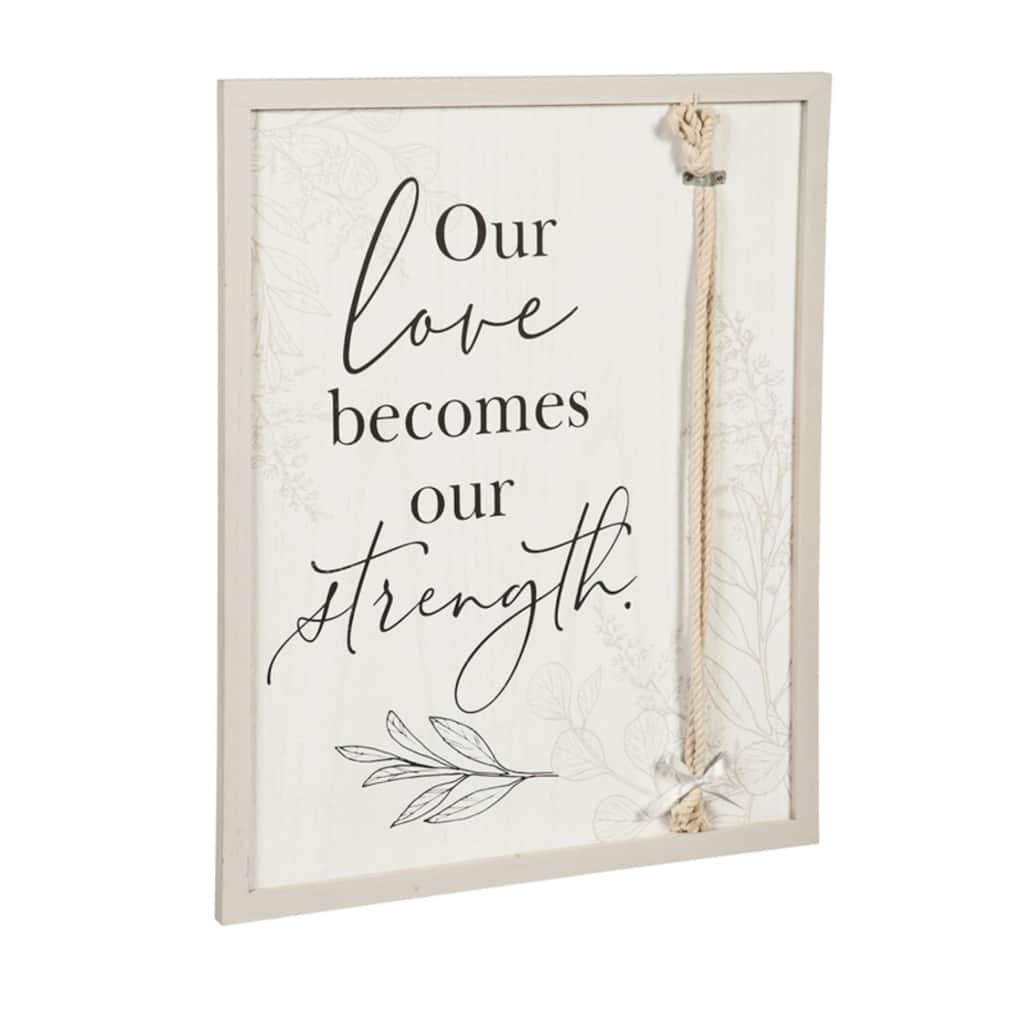 20-inch x 24-inch Love Becomes Our Strength Wood Wall Décor with Rope Accent
