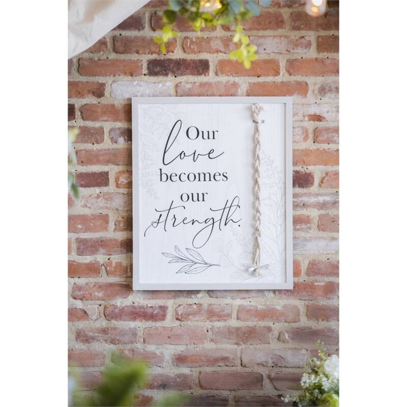 20-inch x 24-inch Love Becomes Our Strength Wood Wall Décor with Rope Accent