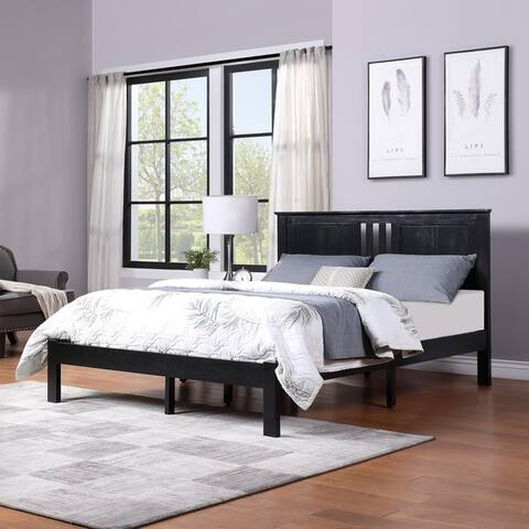 Norland Modern Farmhouse Acacia Wood Queen Bed Platform by Christopher Knight Home