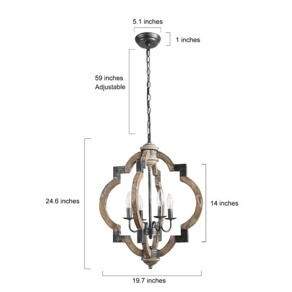 Shop Modern Farmhouse 4 Light Distressed Wood Chandelier