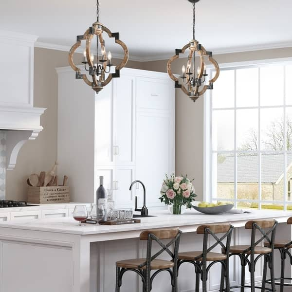 Shop Modern Farmhouse 4 Light Distressed Wood Chandelier