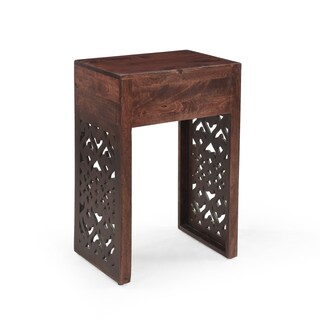Overton Traditional Handcrafted Mango Wood Bedside Table by Christopher Knight Home - 18.00" W x 13.00" D x 27.25" H