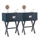 Night Stand Set of 2 for Bedroom ,Black End Table with Bin Drawer - Thumbnail 3