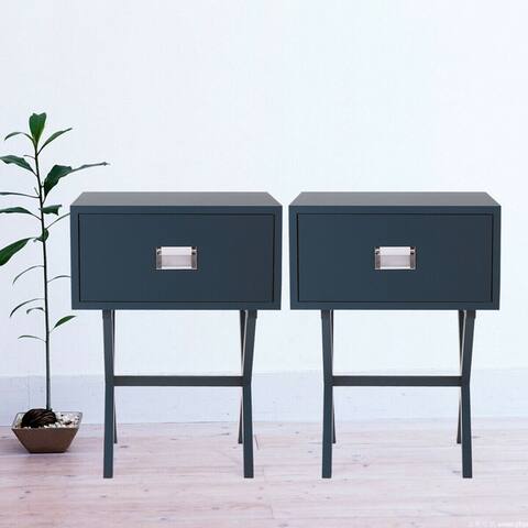 Night Stand Set of 2 for Bedroom ,Black End Table with Bin Drawer