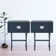 Night Stand Set of 2 for Bedroom ,Black End Table with Bin Drawer - Thumbnail 0