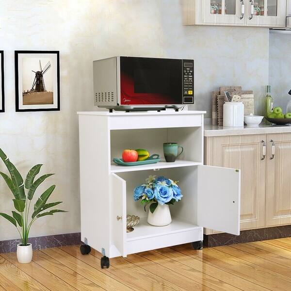 Shop Kitchen Cabinet For Home Wooden Rolling Utility Kitchen Cart