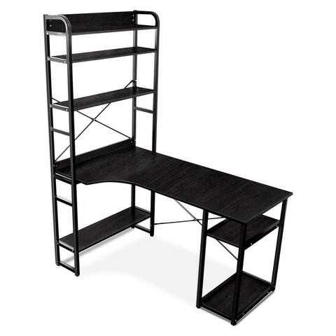 Office computer desk Metal frame and MDF board/4 tier open bookshelf/Plenty storage space