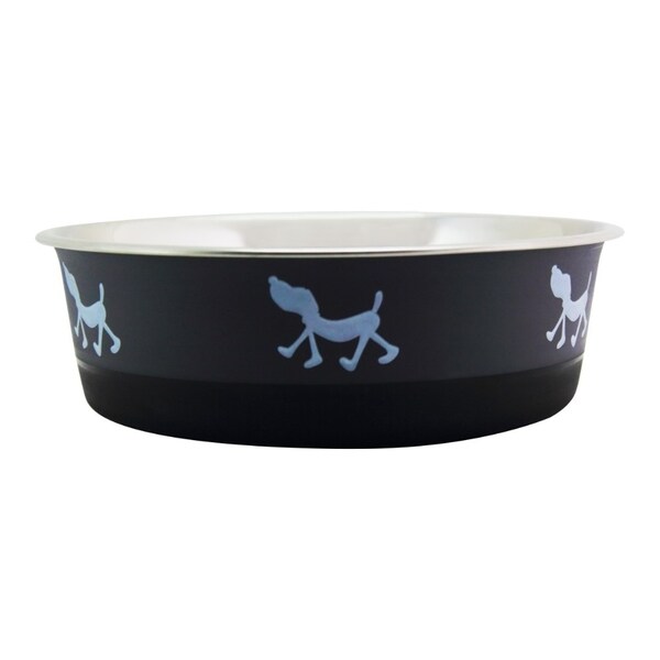 Stainless Steel Pet Bowl with Anti Skid Rubber Base and Dog Design