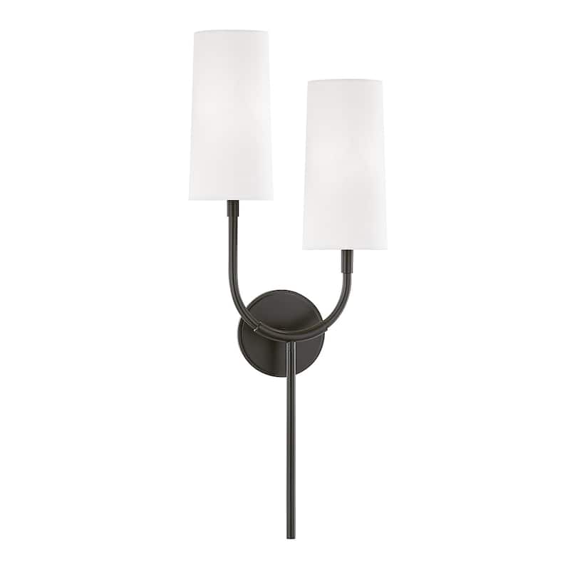 Vesper 2-light Old Bronze Wall Sconce, White Linen