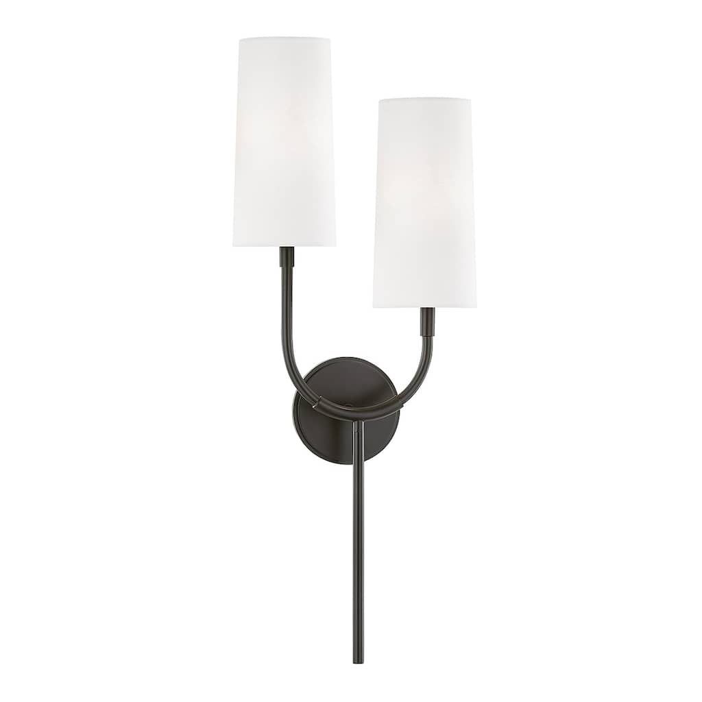 Vesper 2-light Old Bronze Wall Sconce, White Linen