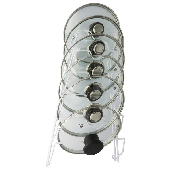 Porch & Den Montreux White 6-slot No Scratch Pot Lid Cabinet Storage Rack