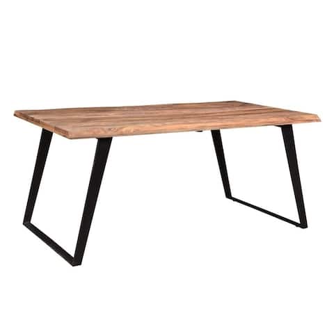 Carbon Loft Inday Seesham Wood Live Edge Dining Table with Black Iron Legs (India)