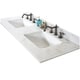 preview thumbnail 6 of 9, 60"Rustic Solid Fir Double Sink Vanity in Blue Grey Driftwood Finish with Marble Top-No Faucet Rectangle - Artic Pearl Marble