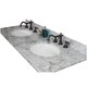 preview thumbnail 8 of 9, 60"Rustic Solid Fir Double Sink Vanity in Blue Grey Driftwood Finish with Marble Top-No Faucet Oval - Carrara White Marble