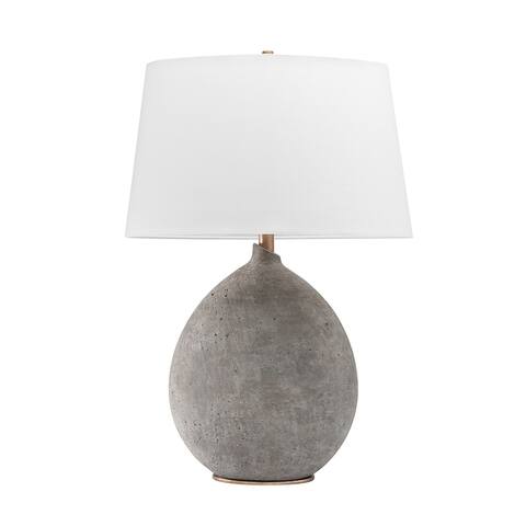 Denali 1-light Gray Table Lamp, White Belgian Linen