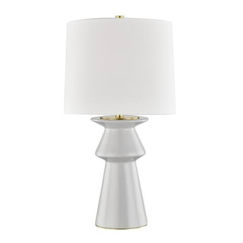 Amagansett 1-light Gray Table Lamp, White Belgian Linen
