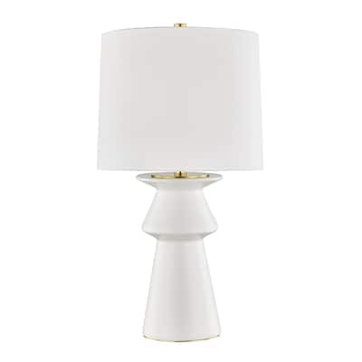 Amagansett 1-light Ivory Table Lamp, White Belgian Linen