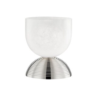 Aragon 1-light Polished Nickel Table Lamp, White Spanish Alabaster ...