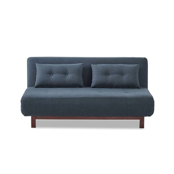 Shop Luca Home Blue Walnut Fold Out Sofa Bed Overstock 30511484
