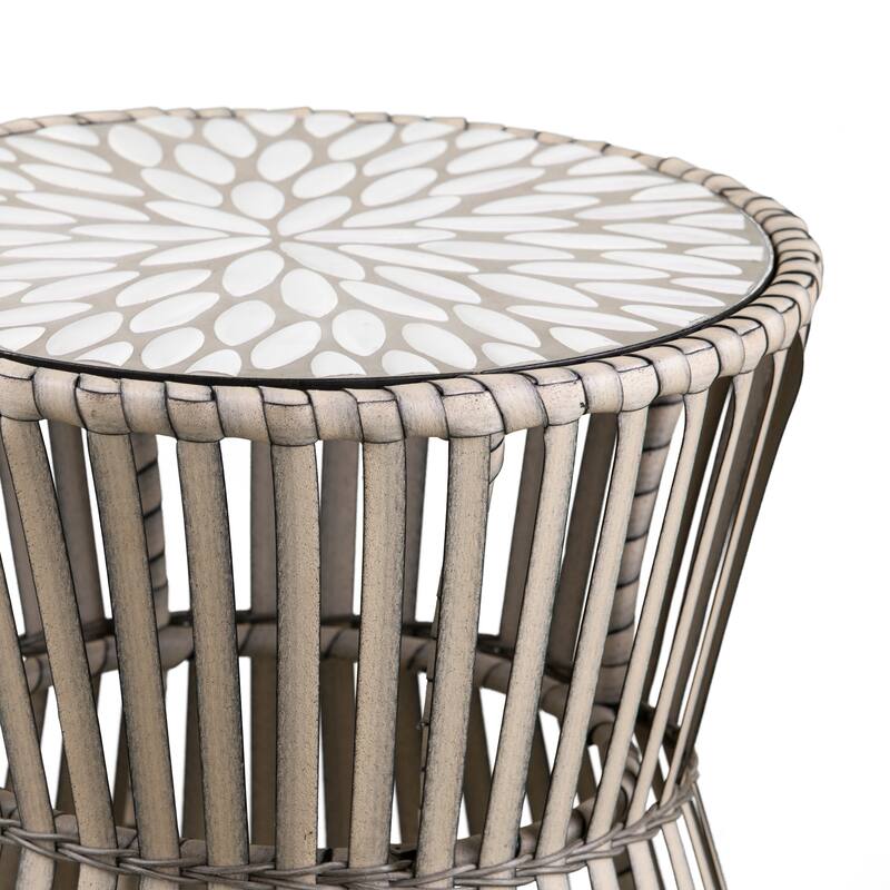 SEI Furniture Millie Weather-Resistant Gray Stone Mosaic Tile Side Table