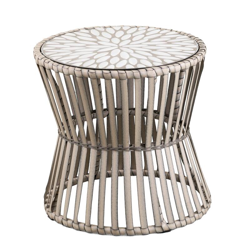 SEI Furniture Millie Weather-Resistant Gray Stone Mosaic Tile Side Table