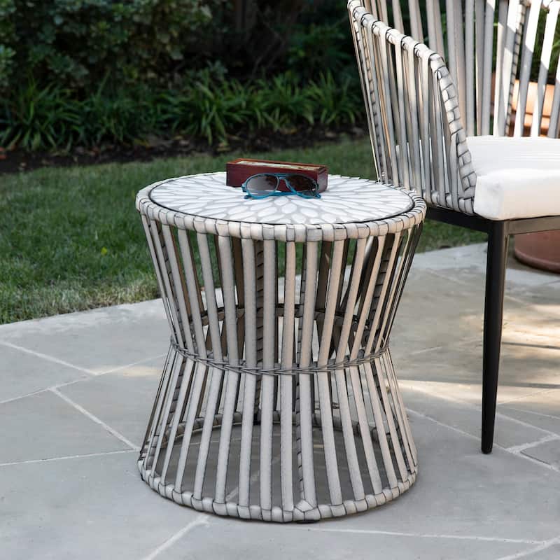 SEI Furniture Millie Weather-Resistant Gray Stone Mosaic Tile Side Table
