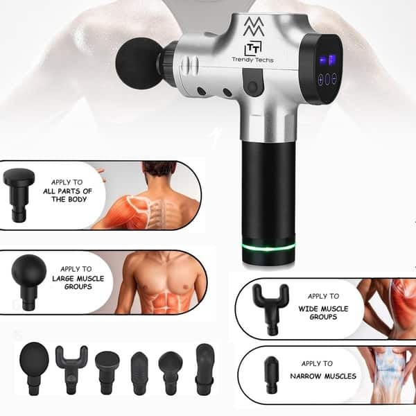 Massage Gun, Message Gun Deep Tissue Muscle Massager With Adjustable Arm  And 6 Massage Head, Percussion Handheld Electric Muscle Massager  Lightweight