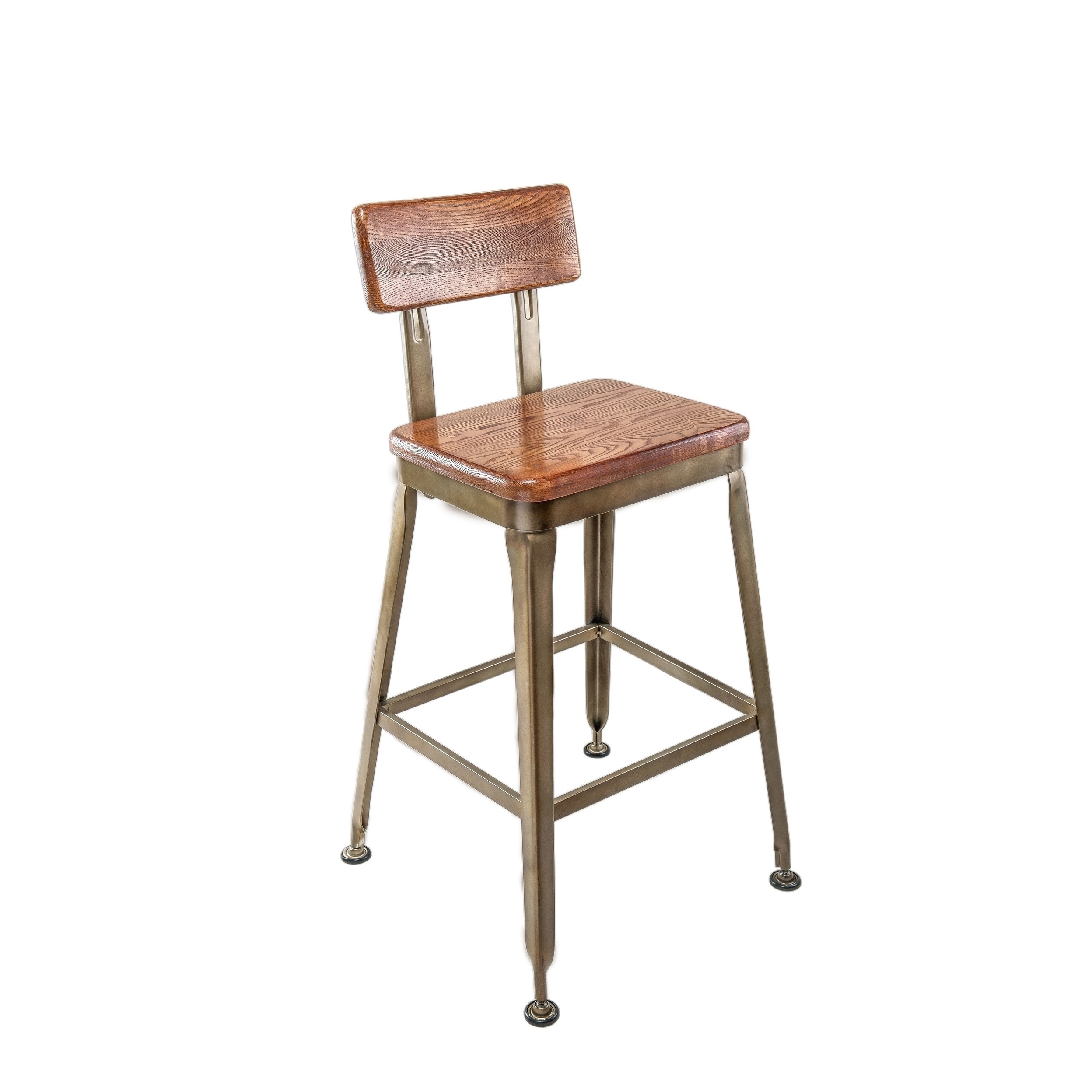 Walnut decor Brocha bar Stool, 30 seat height and Solid Metal frame with solid wood.