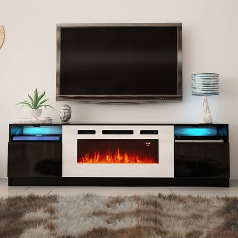 York WH02 Electric Fireplace Modern 79" TV Stand