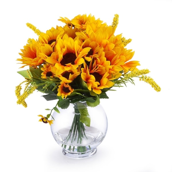 fake sunflowers in vase